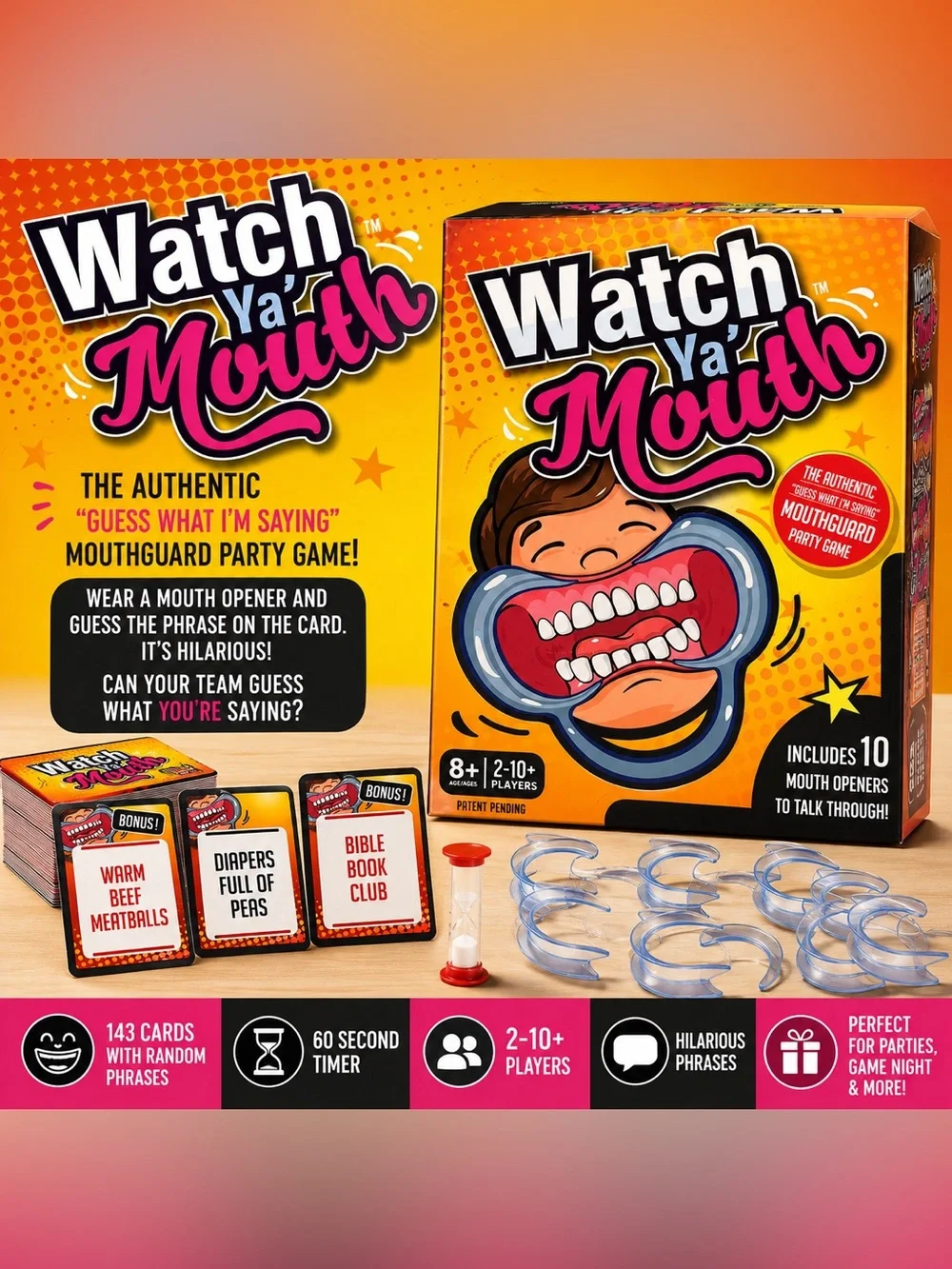 Family Party Game Watch ya mouth - Yellow Mouthguards